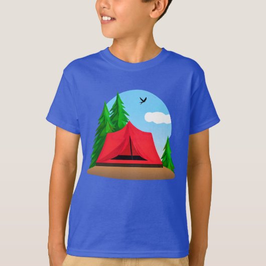 Camping met het T-shirt van Evergreen Trees Kind (Voorkant)