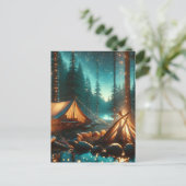 Camping met  verlichting briefkaart (Staand voorkant)