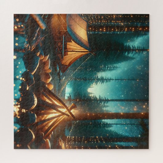 Camping met  verlichting legpuzzel (Horizontaal)