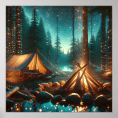 Camping met  verlichting poster (Voorkant)