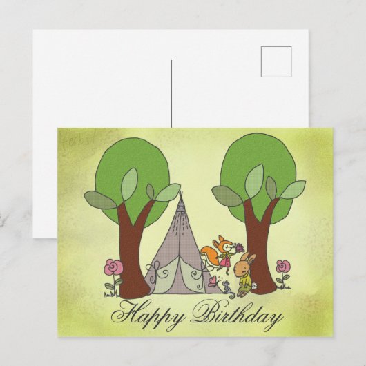 Camping mit Fuchs Briefkaart (Voorkant / Achterkant)