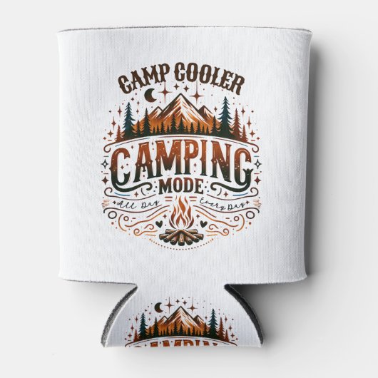 Camping Mode, Retro Typography Camping Symbols Blikjeskoeler (Voorkant)