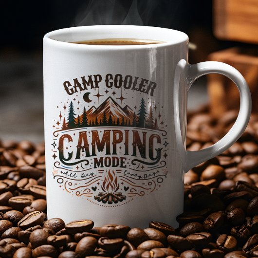 Camping Mode, Retro Typography Camping Symbols Koffiemok