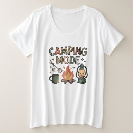 Camping Modus Grote Maat T-shirt (Design voorkant)