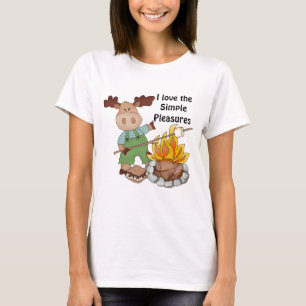 Camping Moose cartoon leuke t-shirt
