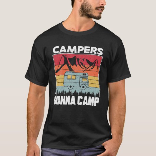 Camping Motorhome Campervan Retro Campers T-shirt (Voorkant)