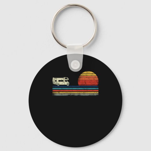Camping Motorhome Sunset Campervan Retro  Sleutelhanger (Voorkant)