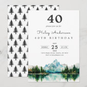 Camping Mountain 40e verjaardag Party uitnodiging (Voorkant / Achterkant)