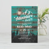 Camping Mountain Adventure Rustic Blauwgroen Baby  Kaart (Staand voorkant)