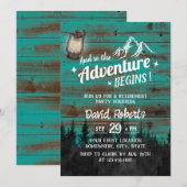 Camping Mountain Adventure Rustic Blauwgroen Retir Kaart (Voorkant / Achterkant)