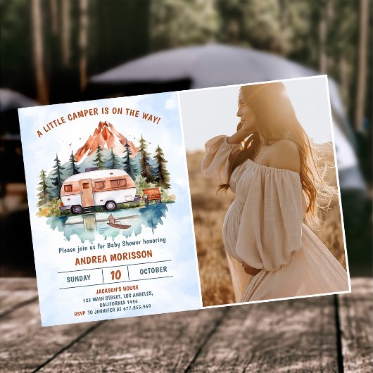 Camping Mountain Rustic Baby shower Foto Kaart