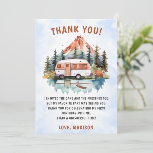Camping Mountain Rustic Verjaardag Dank u kaart (Staand voorkant)