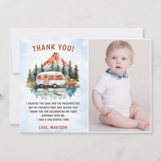 Camping Mountain Rustic Verjaardag Dank u kaart (Voorkant)