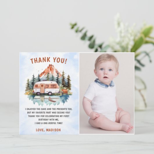 Camping Mountain Rustic Verjaardag Dank u kaart (Staand voorkant)
