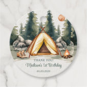 Camping Mountain Rustic verjaardagsfeestje Bedankjes Labels (Voorkant)