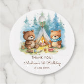 Camping Mountain Rustic verjaardagsfeestje Bedankjes Labels (Achterkant)