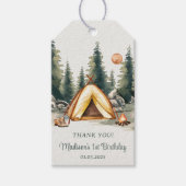 Camping Mountain Rustic verjaardagsfeestje Cadeaulabel (Voorkant)