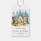 Camping Mountain Rustic verjaardagsfeestje Cadeaulabel (Voorkant)