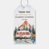 Camping Mountain Rustic verjaardagsfeestje Cadeaulabel (Voorkant)