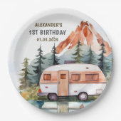 Camping Mountain Rustic verjaardagsfeestje Papieren Bordje (Voorkant)