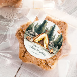 Camping Mountain Rustic verjaardagsfeestje Ronde Sticker