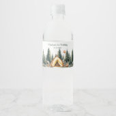 Camping Mountain Rustic verjaardagsfeestje Waterfles Etiket (Voorkant)