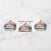 Camping Mountain Rustic verjaardagsfeestje Waterfles Etiket (Enkel label)