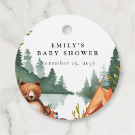 Camping Mountain Rustiek Baby shower Bedankjes Labels
