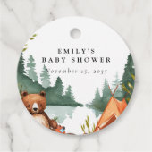Camping Mountain Rustiek Baby shower Bedankjes Labels (Voorkant)
