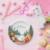 Camping Mountain Rustiek Baby shower Papieren Bordje (Feest)