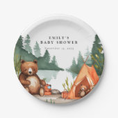 Camping Mountain Rustiek Baby shower Papieren Bordje (Voorkant)