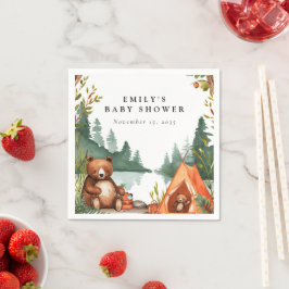 Camping Mountain Rustiek Baby shower Servet