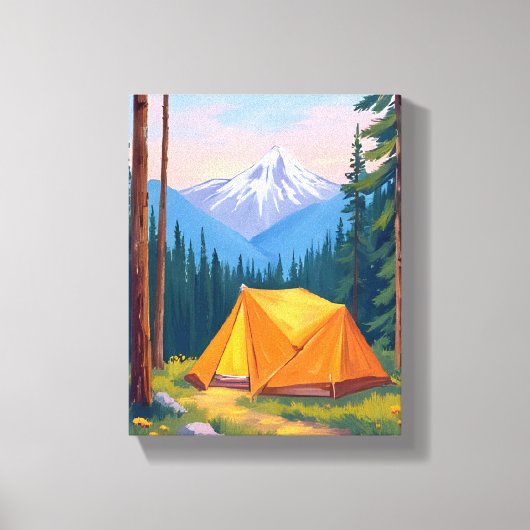 Camping Mountain Watercolor Canvas Afdruk (Voorkant)