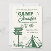 Camping Mountains Camp Green Bachelorette Party Kaart (Voorkant)