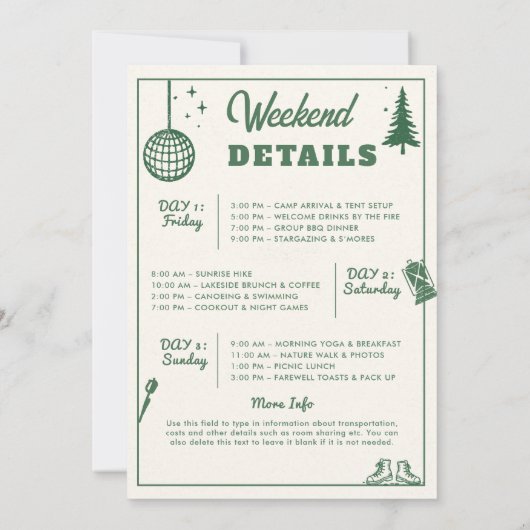 Camping Mountains Green Camp vrijgezellenfeest Kaart (Achterkant)