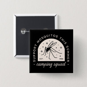 Camping muggen grappige kamp squad vrienden bijpas vierkante button 5,1 cm