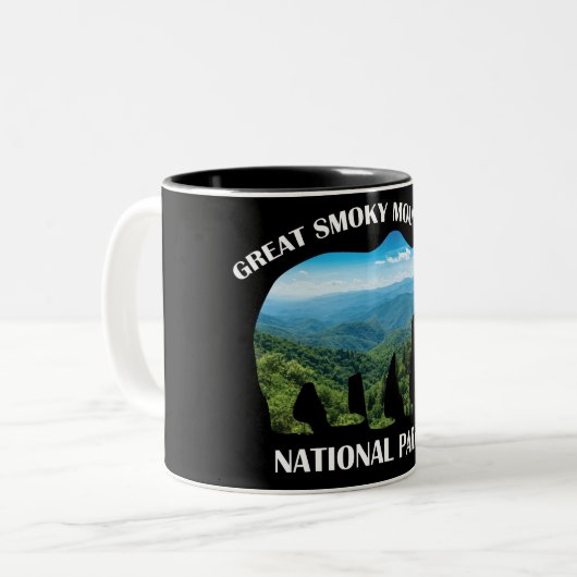 Camping National Park Beer Great Smoky Mountains Tweekleurige Koffiemok (Voorkant links)