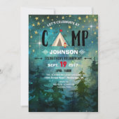Camping Night Time Forest Wilderness Birthday Kaart (Voorkant)