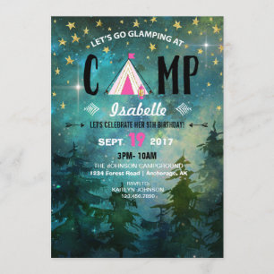 Camping Night Time Forest Wilderness Birthday Kaart