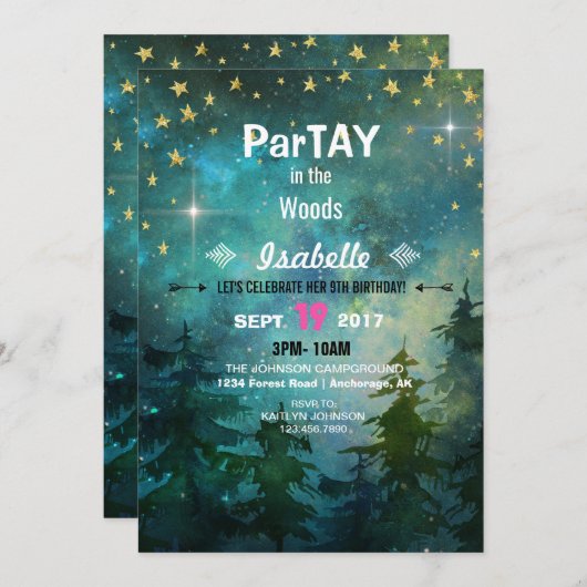 Camping Night Time Forest Wilderness Kaart (Voorkant / Achterkant)