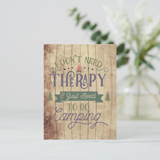 Camping Not Therapy Briefkaart (Staand voorkant)