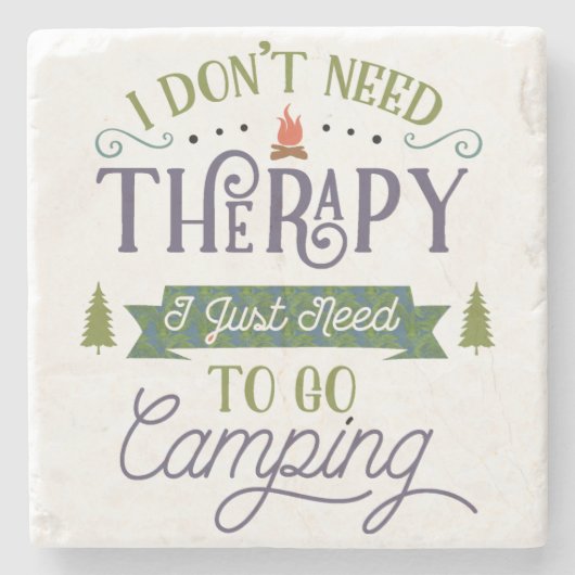 Camping Not Therapy Stenen Onderzetter (Voorkant)