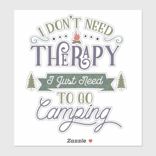 Camping not Therapy Word Art Sticker (Vel)
