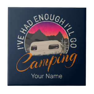 Camping of camper  ontwerp voor vakantie tegeltje