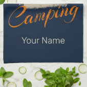 Camping of camper ontwerp voor vakantie theedoek (Gevouwen)