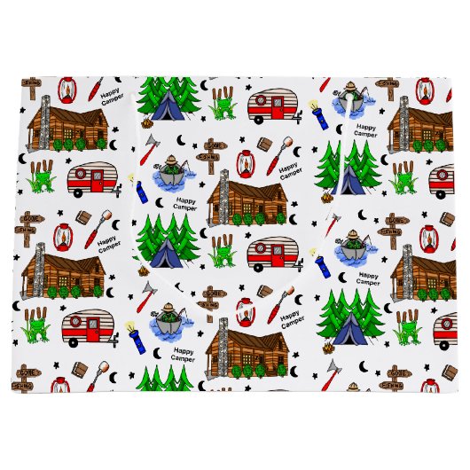 Camping of Midwest Thmed Birthday Groot Cadeauzakje (Voorkant)