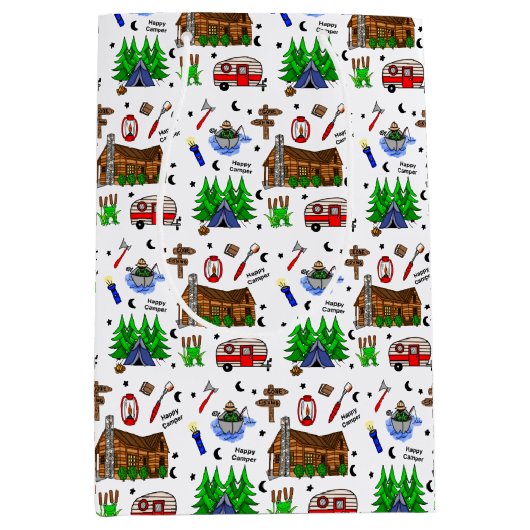 Camping of Midwest Thmed Birthday Medium Cadeauzakje (Voorkant)