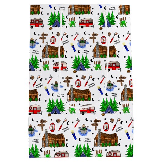 Camping of Midwest Thmed Birthday Medium Cadeauzakje (Achterkant)