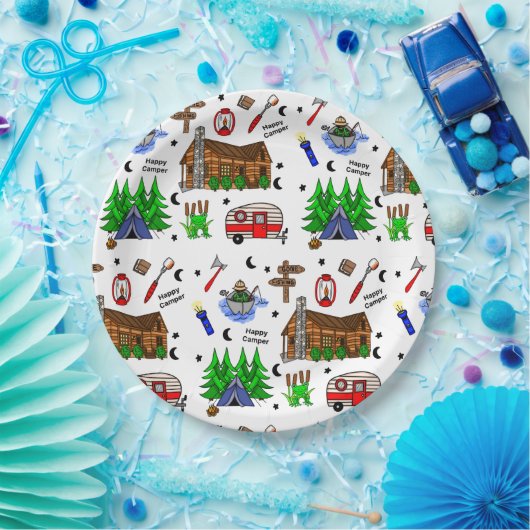 Camping of Midwest Threaded Happy Camper Birthday Papieren Bordje (Feest)