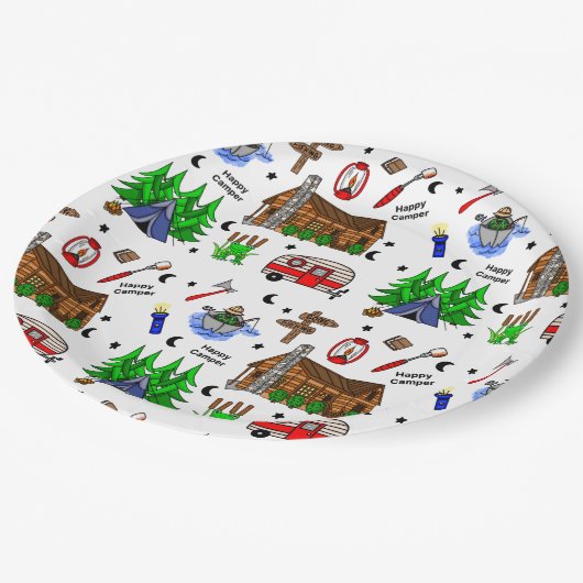 Camping of Midwest Threaded Happy Camper Birthday Papieren Bordje (Gekanteld)